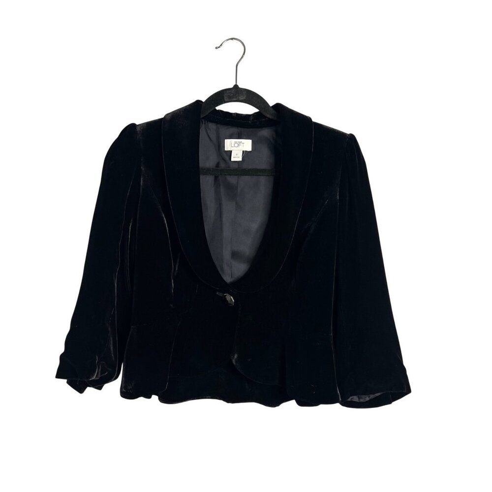 Vtg Y2K Velvet Whimsigoth Blazer Jacket 0 Black Regal Renaissance‎ Witchy Goth